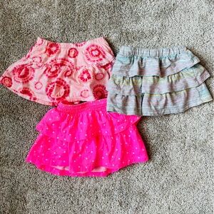 Toddler girls set of 3 scooter skirts 12-18 months tie dye, stripes, polka dots